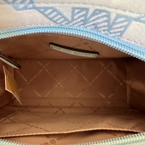 Michael Kors Mirella Graphic MK sky blue satchel Handbag&wallet NWT Authentic - Picture 6 of 14